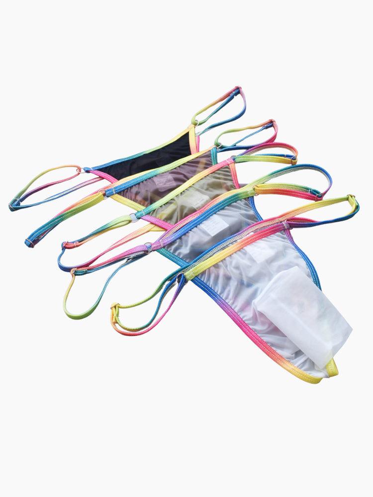 3 Pack Men's Ultra-Thin Sexy Smooth Breathable Contrast Waistband Strings | dmunderwear detail image 15