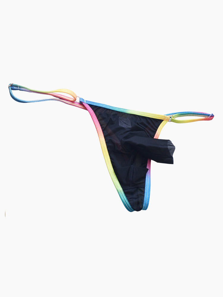 3 Pack Men's Ultra-Thin Sexy Smooth Breathable Contrast Waistband Strings | dmunderwear detail image 17