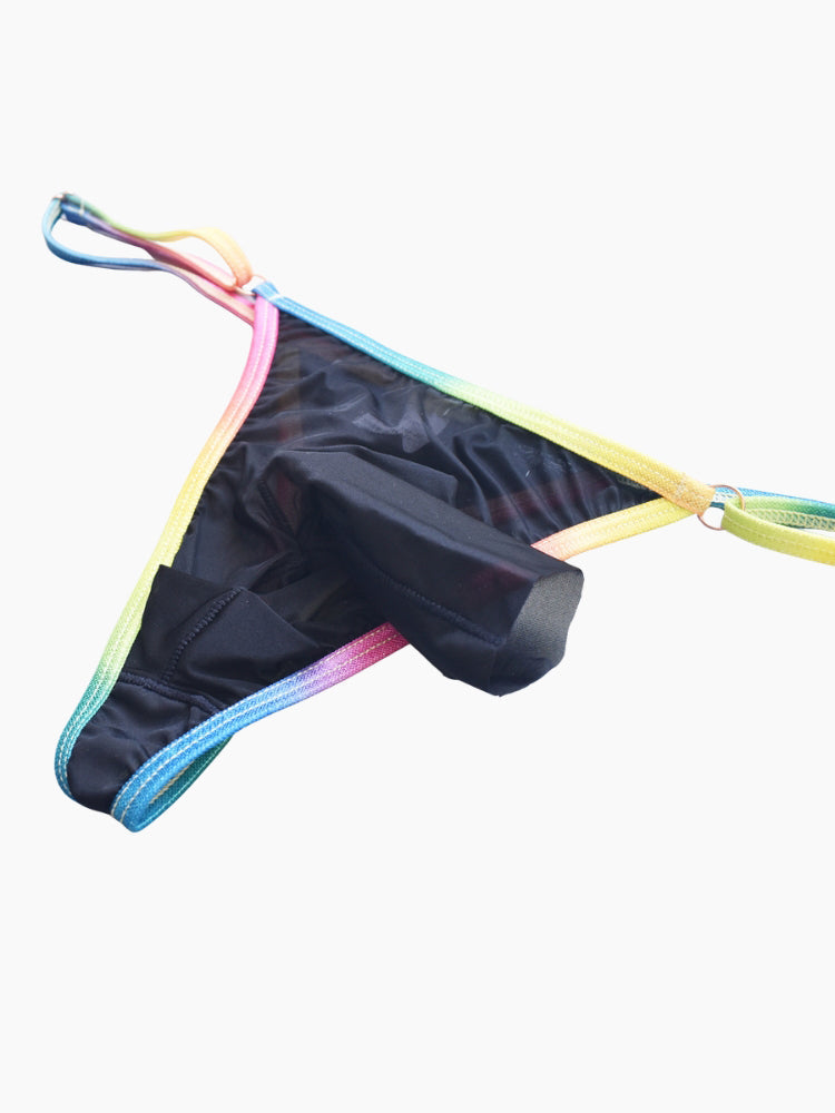 3 Pack Men's Ultra-Thin Sexy Smooth Breathable Contrast Waistband Strings | dmunderwear detail image 18