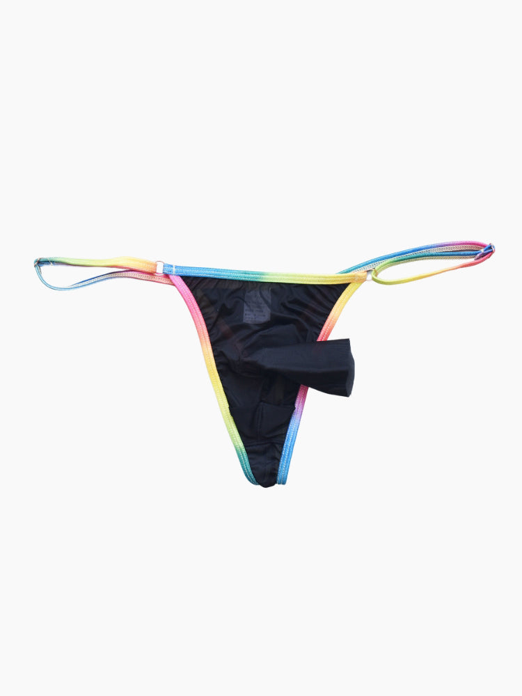 3 Pack Men's Ultra-Thin Sexy Smooth Breathable Contrast Waistband Strings | dmunderwear detail image 19