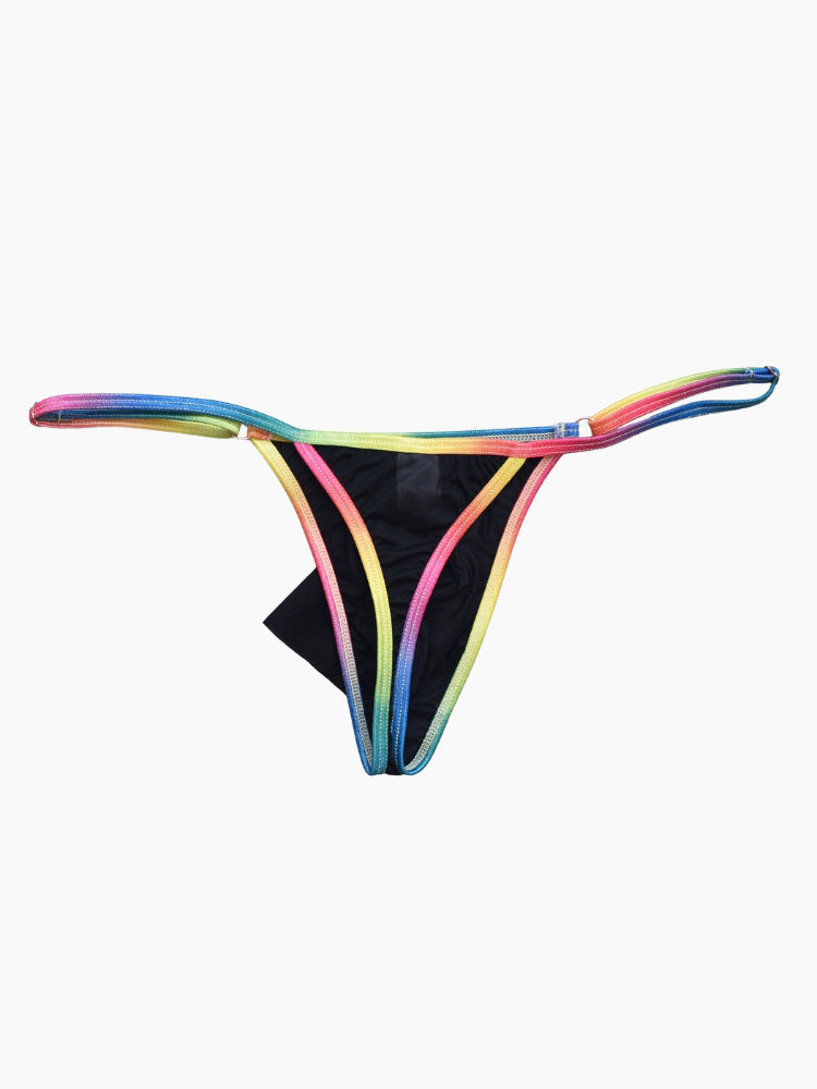 3 Pack Men's Ultra-Thin Sexy Smooth Breathable Contrast Waistband Strings | dmunderwear detail image 20