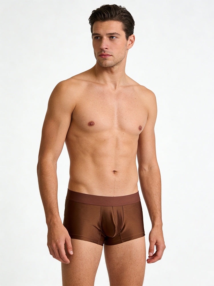 3 Pack Men's Wide Elastic Waistband Solid Color Enhancing Pouch Trunks | dmunderwear