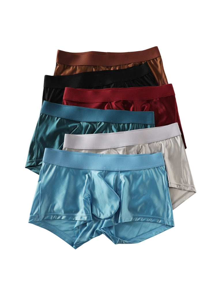 3 Pack Men's Wide Elastic Waistband Solid Color Enhancing Pouch Trunks | dmunderwear detail image 10