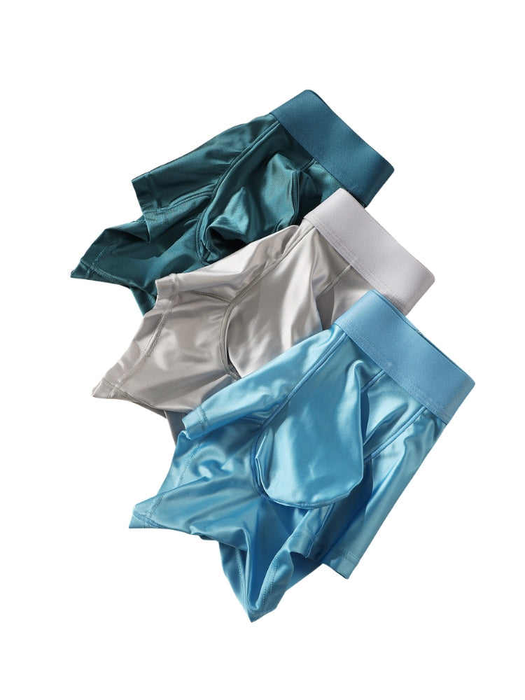 3 Pack Men's Wide Elastic Waistband Solid Color Enhancing Pouch Trunks | dmunderwear detail image 11