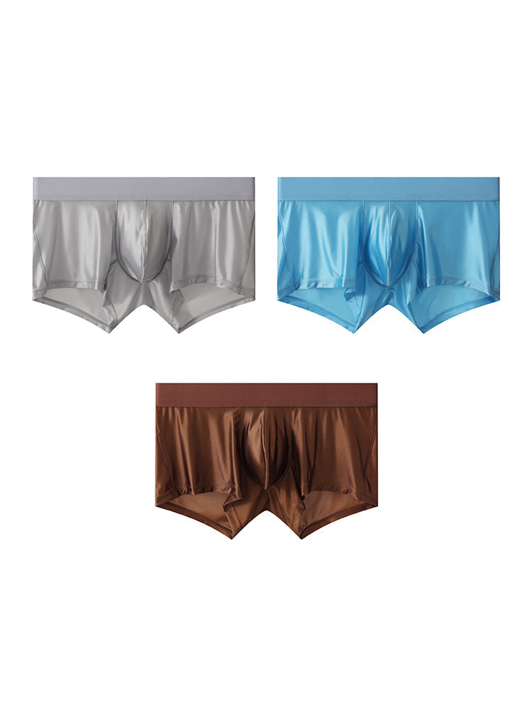 3 Pack Men's Wide Elastic Waistband Solid Color Enhancing Pouch Trunks | dmunderwear detail image 12