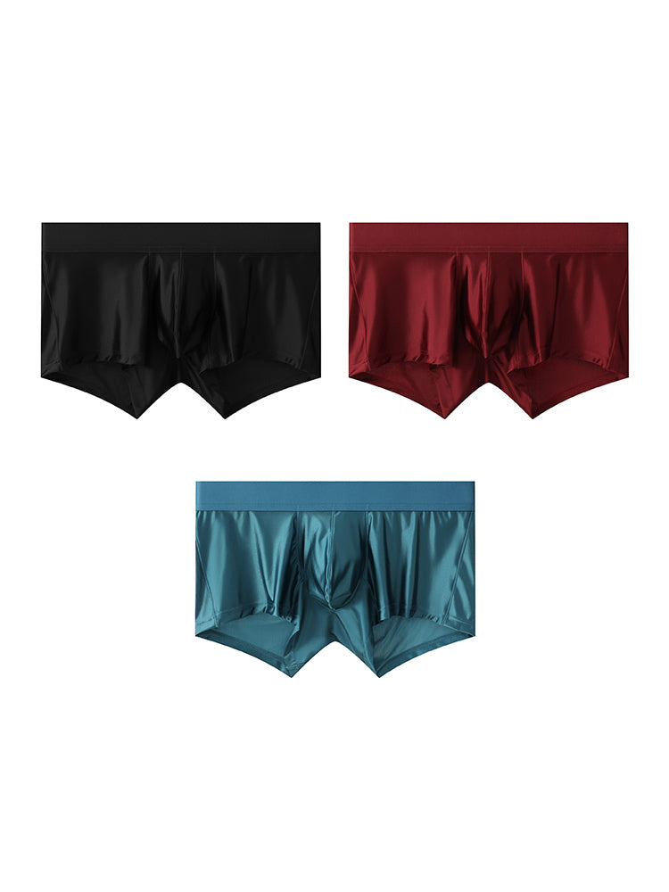 3 Pack Men's Wide Elastic Waistband Solid Color Enhancing Pouch Trunks | dmunderwear detail image 17