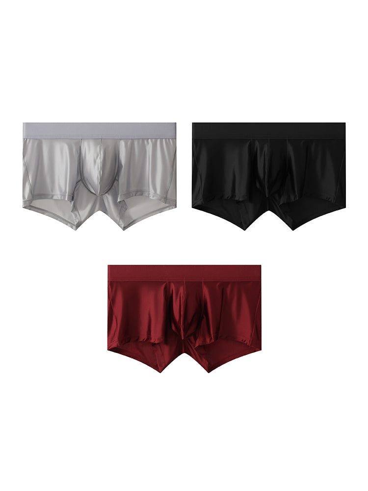 3 Pack Men's Wide Elastic Waistband Solid Color Enhancing Pouch Trunks | dmunderwear detail image 2