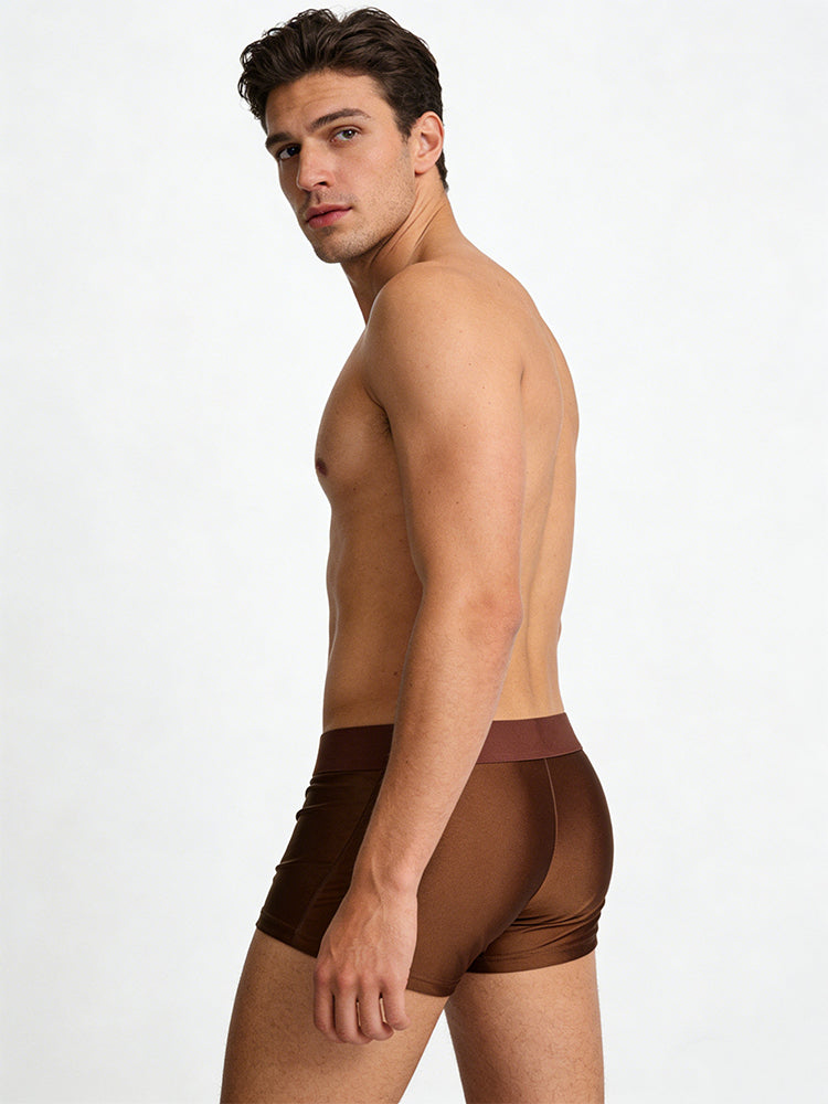 3 Pack Men's Wide Elastic Waistband Solid Color Enhancing Pouch Trunks | dmunderwear detail image 5