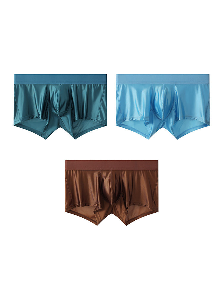 3 Pack Men's Wide Elastic Waistband Solid Color Enhancing Pouch Trunks | dmunderwear detail image 7