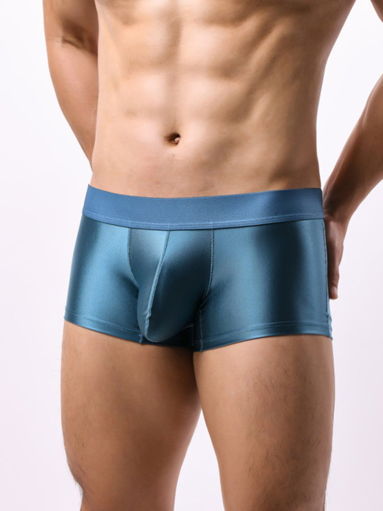 3 Pack Men's Wide Elastic Waistband Solid Color Enhancing Pouch Trunks | dmunderwear detail image 9