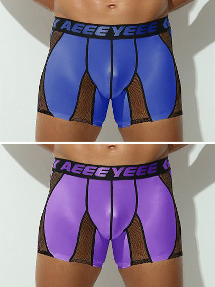 2 Pack Men's Workout Anti-Chafing Quick-Dry & Breathable Mesh Stretch Boxer Briefs | dmunderwear detail image 19