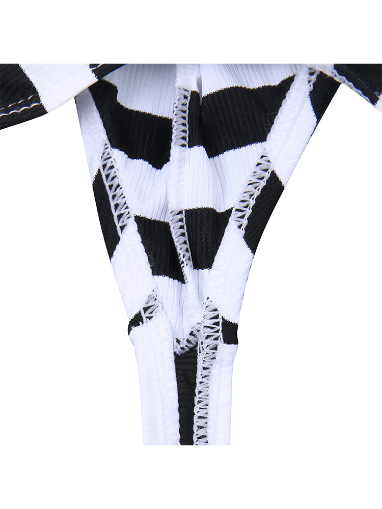 3 Pack Men's Zebra Stripe Glitter Sexy Low-Rise Support Large Pouch Strings | dmunderwear detail image 13