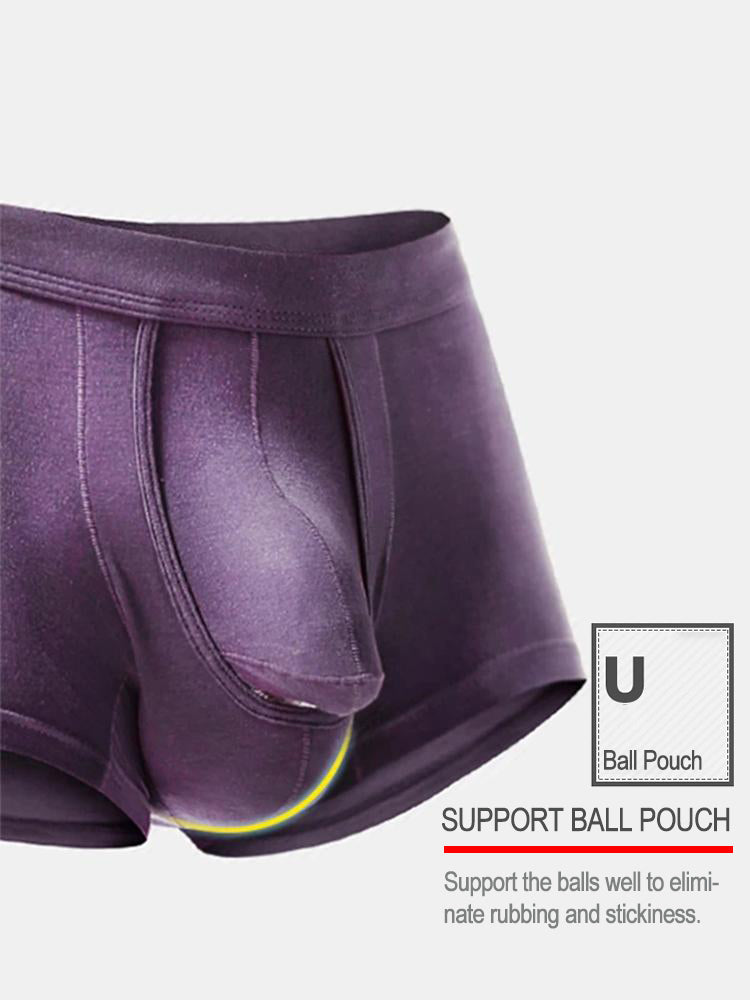 3 Pack Men's Double Pouch Underwear Separate Pouch Modal Trunks | dmunderwear detail image 10