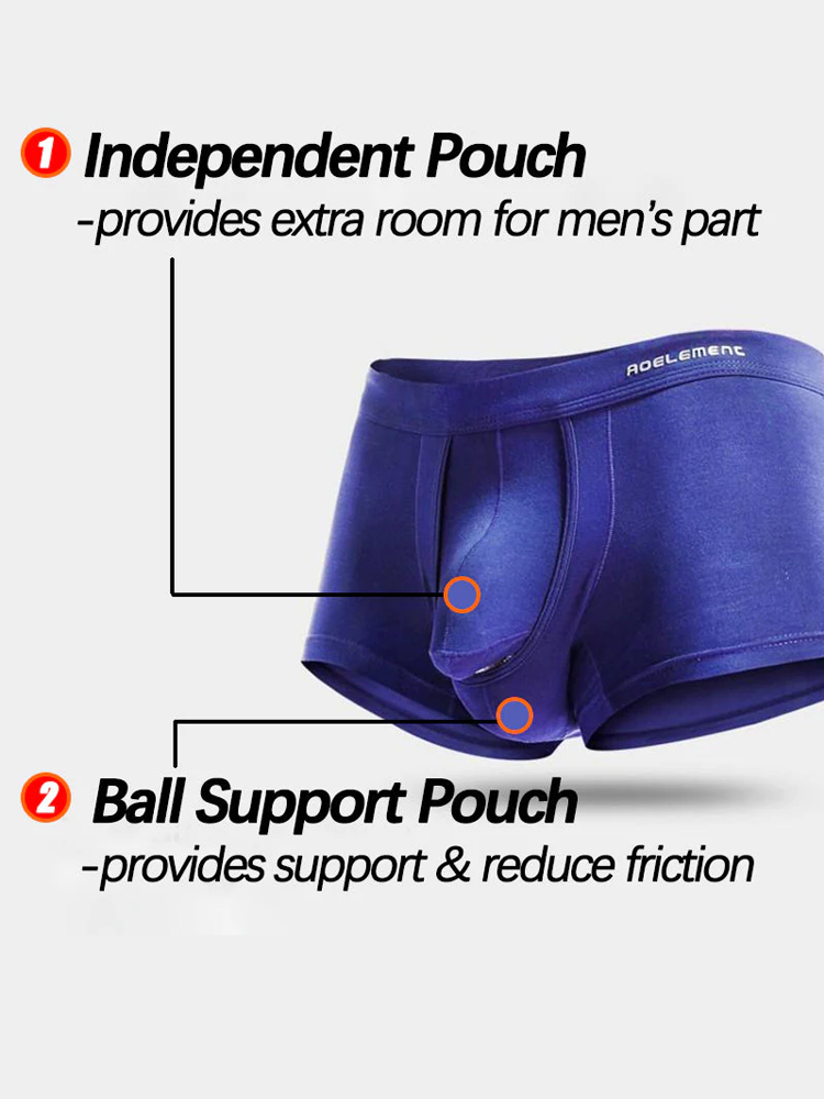 3 Pack Men's Double Pouch Underwear Separate Pouch Modal Trunks | dmunderwear detail image 12
