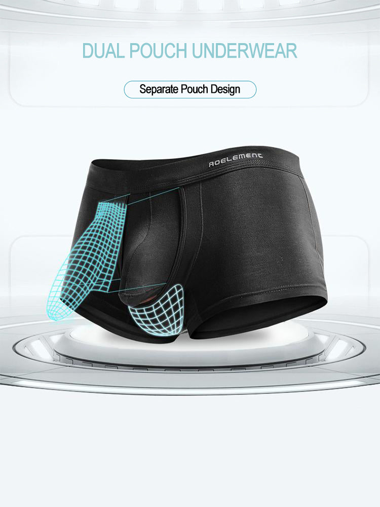 3 Pack Men's Double Pouch Underwear Separate Pouch Modal Trunks | dmunderwear detail image 13