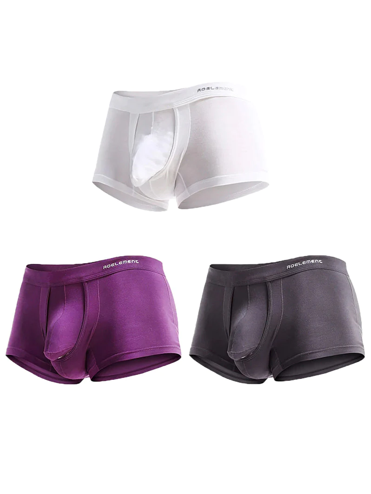 3 Pack Men's Double Pouch Underwear Separate Pouch Modal Trunks | dmunderwear detail image 16