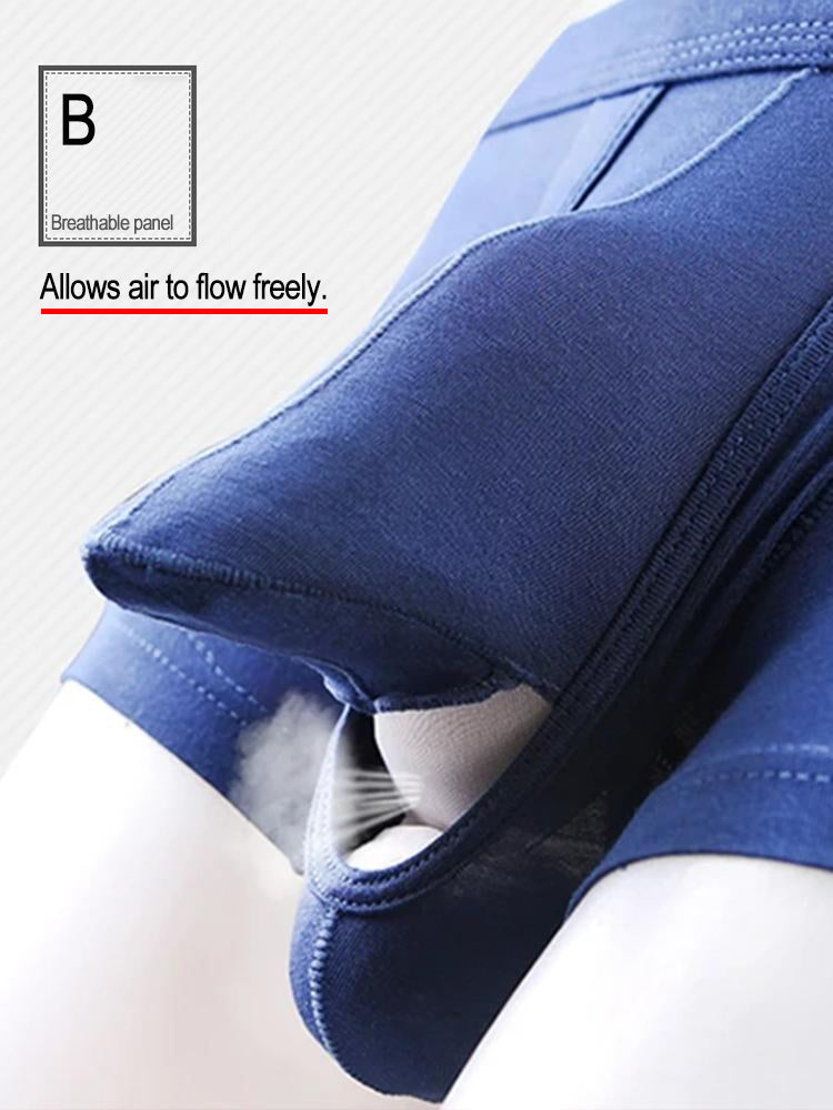3 Pack Men's Double Pouch Underwear Separate Pouch Modal Trunks | dmunderwear detail image 7