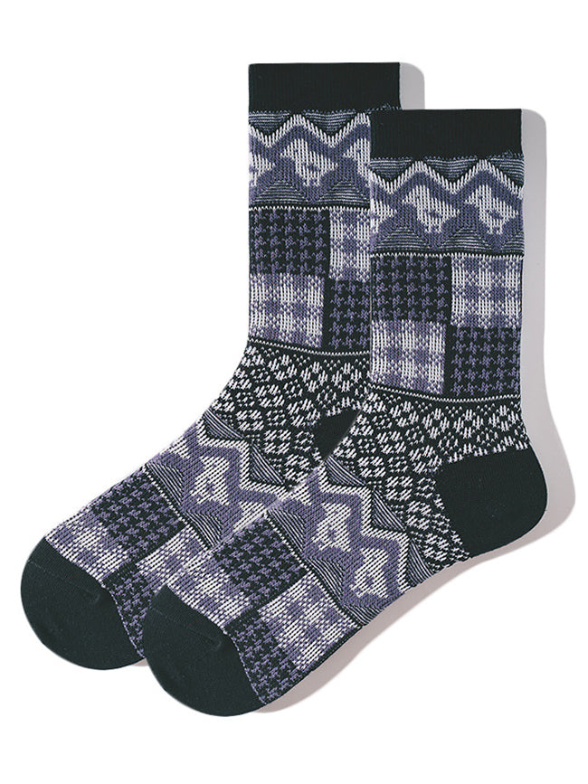 3 Pack Retro Ethnic Jacquard Calf Socks | dmunderwear detail image 10