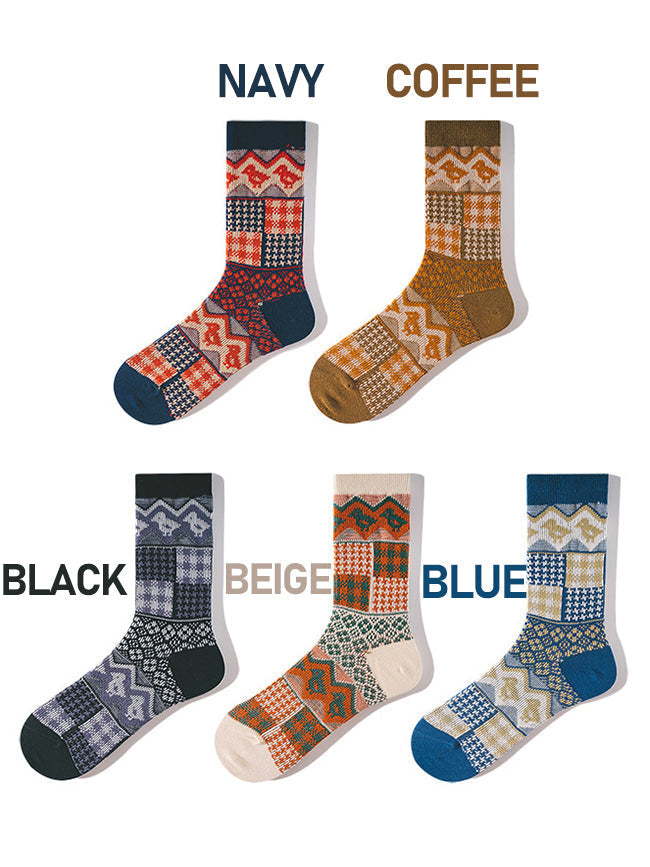 3 Pack Retro Ethnic Jacquard Calf Socks | dmunderwear detail image 11