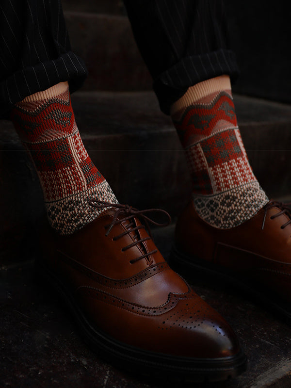 3 Pack Retro Ethnic Jacquard Calf Socks | dmunderwear detail image 3