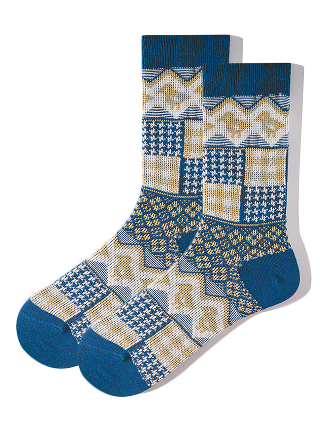 3 Pack Retro Ethnic Jacquard Calf Socks | dmunderwear detail image 4