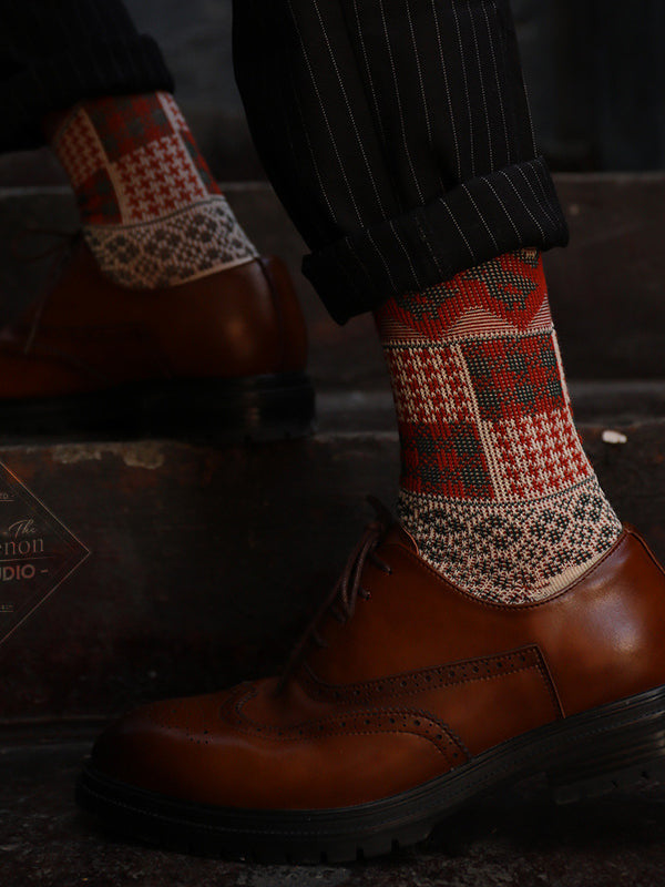 3 Pack Retro Ethnic Jacquard Calf Socks | dmunderwear detail image 5