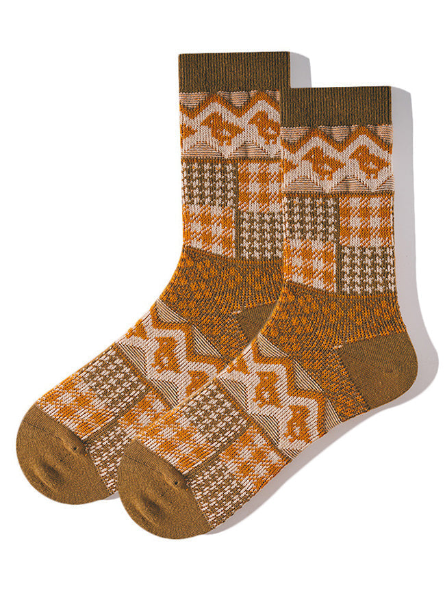 3 Pack Retro Ethnic Jacquard Calf Socks | dmunderwear detail image 6