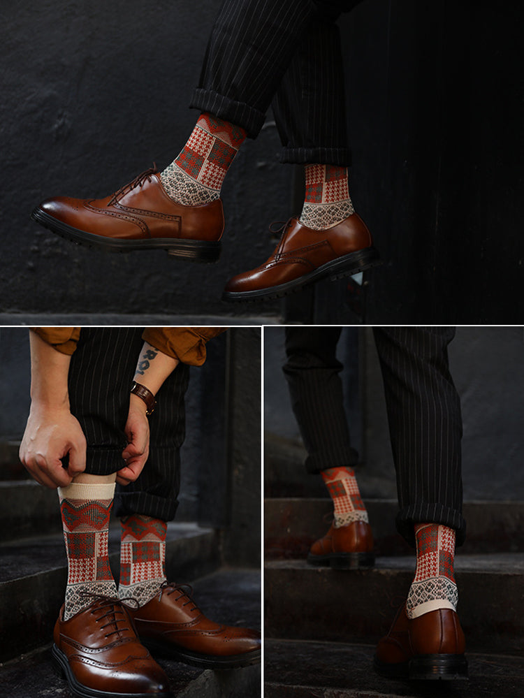 3 Pack Retro Ethnic Jacquard Calf Socks | dmunderwear detail image 7