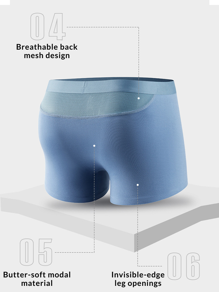 3 Pack Separation Design Support Pouch Boxer Briefs | dmunderwear detail image 10