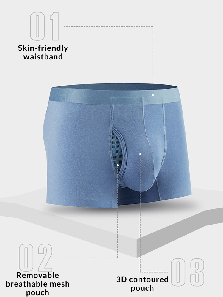 3 Pack Separation Design Support Pouch Boxer Briefs | dmunderwear detail image 8