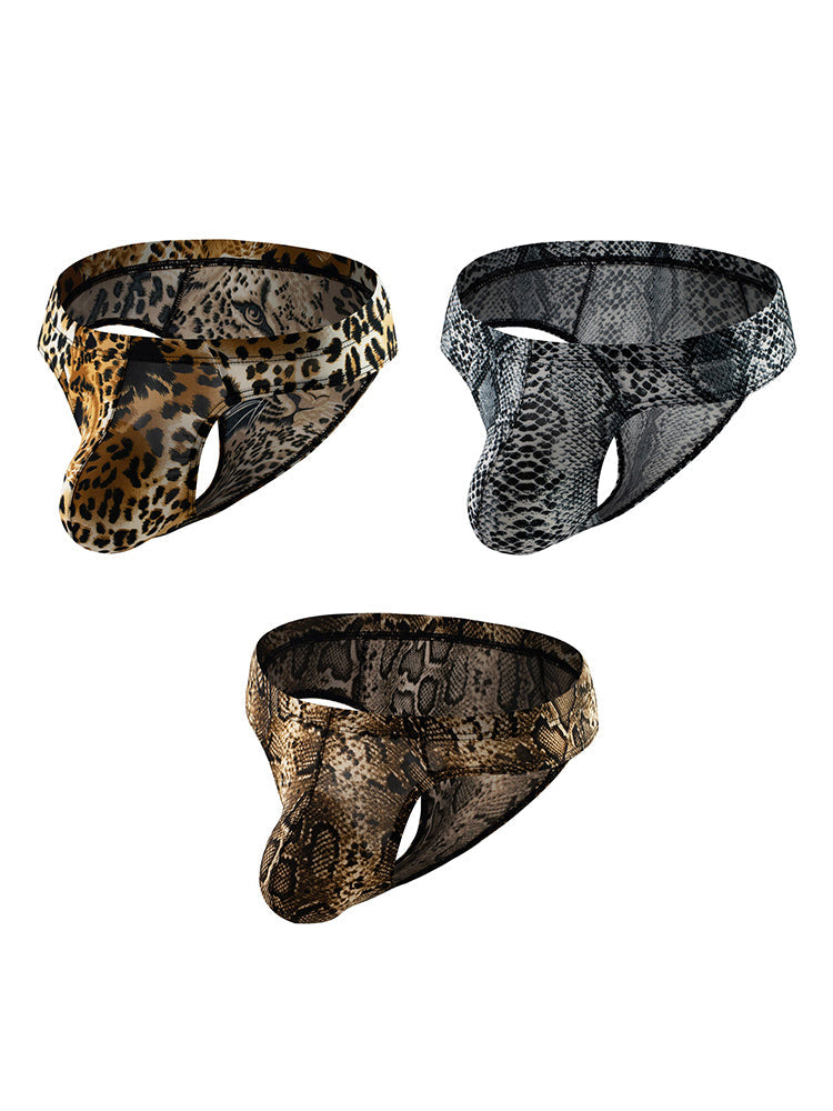 3 Pack Men's Sexy & Bold Animal Print Low-Rise Breathable Briefs | dmunderwear detail image 12
