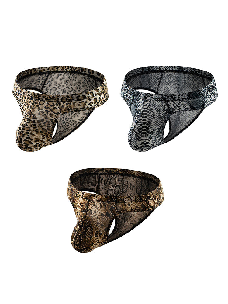 3 Pack Men's Sexy & Bold Animal Print Low-Rise Breathable Briefs | dmunderwear detail image 17