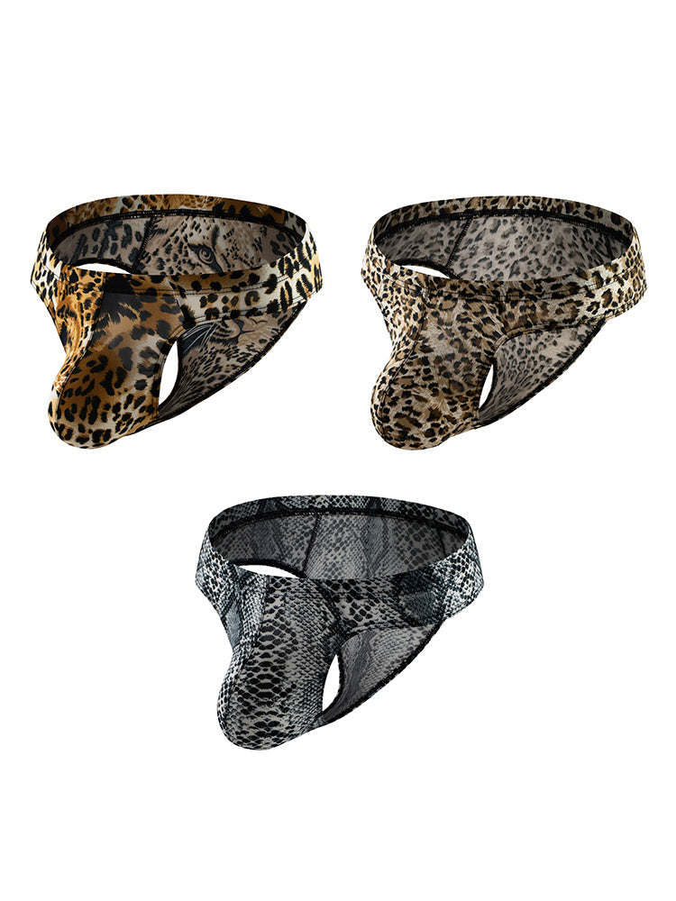 3 Pack Men's Sexy & Bold Animal Print Low-Rise Breathable Briefs | dmunderwear detail image 2