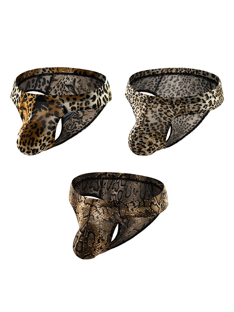 3 Pack Men's Sexy & Bold Animal Print Low-Rise Breathable Briefs | dmunderwear detail image 7