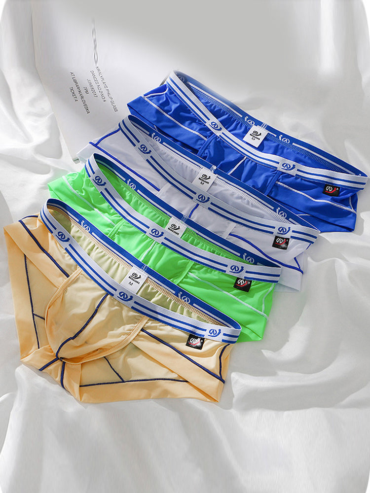 3 Pack Sexy Fashion Ice Silk Solid Color Men's Briefs | dmunderwear