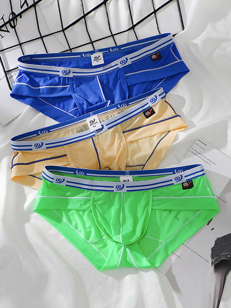 3 Pack Sexy Fashion Ice Silk Solid Color Men's Briefs | dmunderwear detail image 4