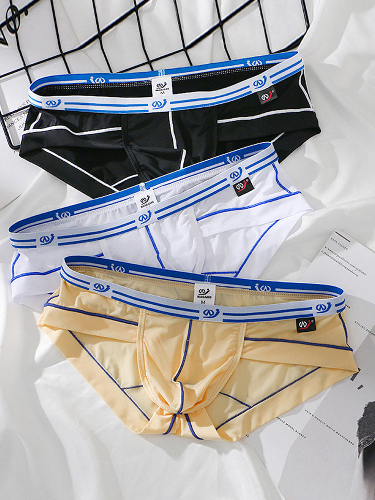 3 Pack Sexy Fashion Ice Silk Solid Color Men's Briefs | dmunderwear detail image 5