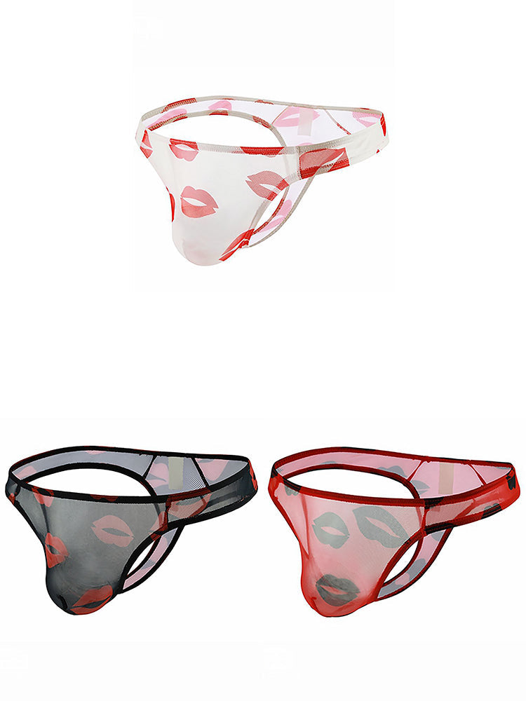 3 Pack Sexy Print Low-rise Thongs for Men | dmunderwear detail image 2