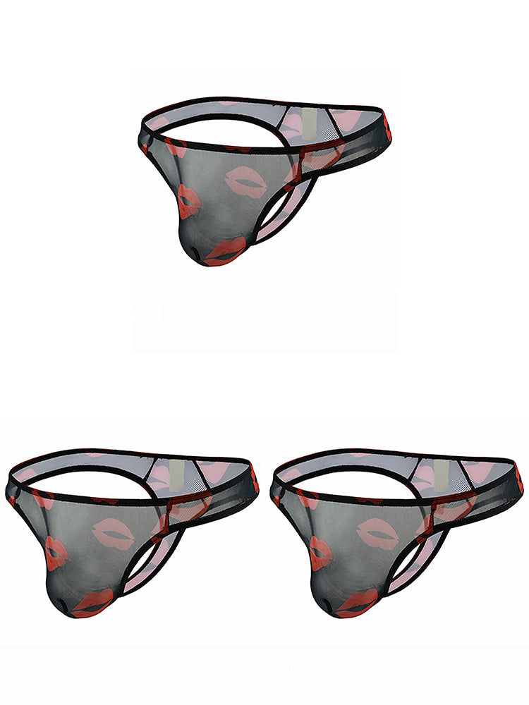 3 Pack Sexy Print Low-rise Thongs for Men | dmunderwear detail image 8