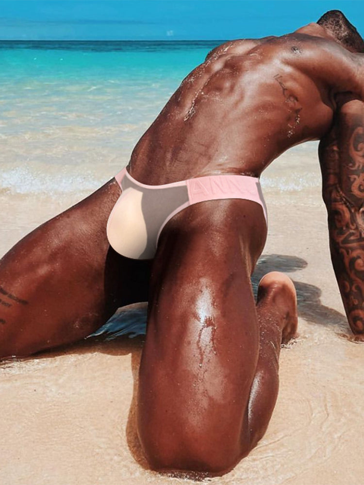 3 Pack Sexy Sheer Low-Rise Men's Bikini | dmunderwear detail image 3
