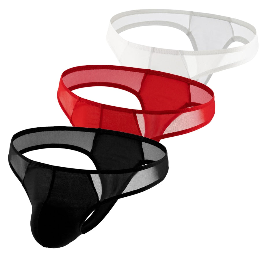 3 Pack Stretchy Half-Sheer Thong | dmunderwear