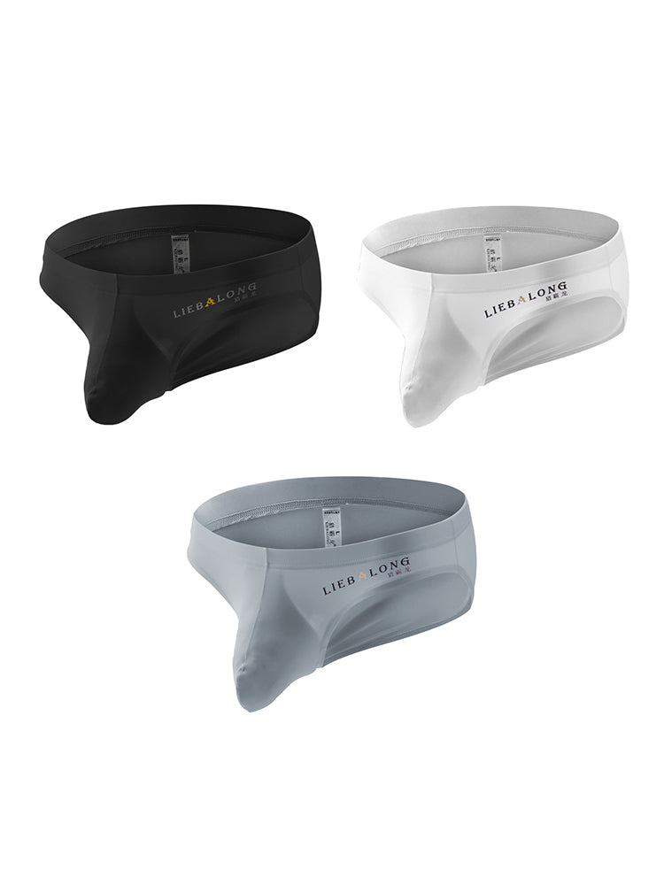 3 Packs of Men's Ice Silk Seamless Convex Pouch Briefs | dmunderwear detail image 14