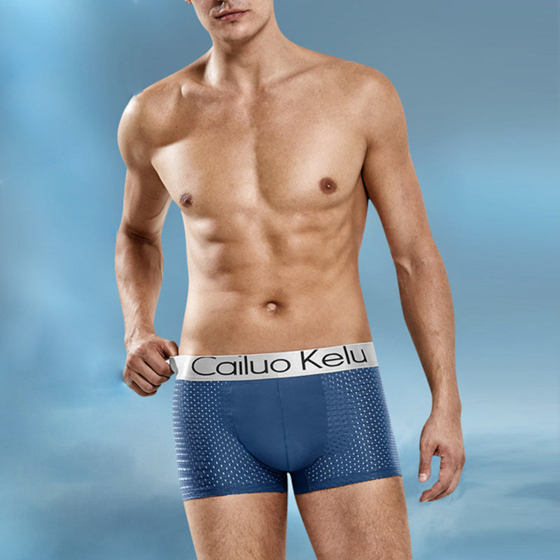 3 Pcs Men's Mesh Breathable Ice Silk Boxer Briefs | dmunderwear