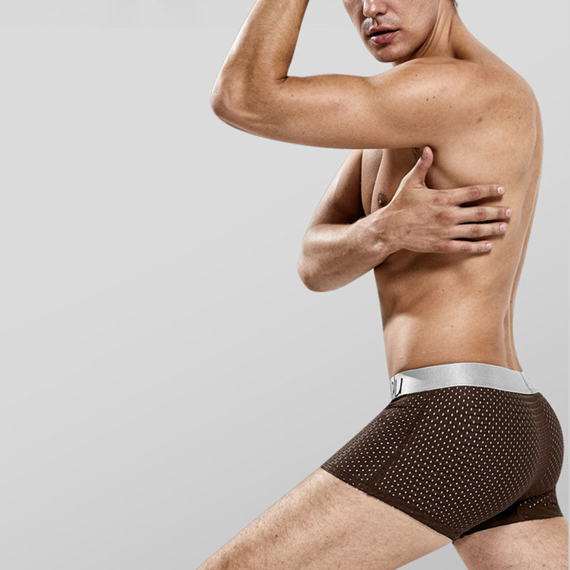 3 Pcs Men's Mesh Breathable Ice Silk Boxer Briefs | dmunderwear detail image 12