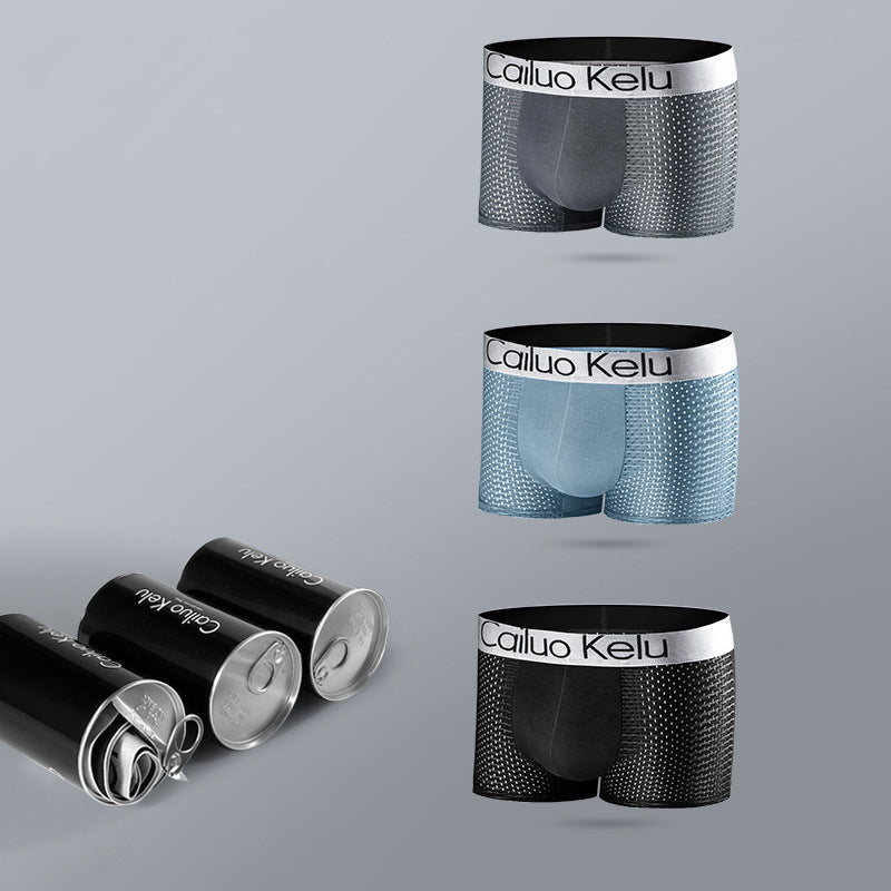 3 Pcs Men's Mesh Breathable Ice Silk Boxer Briefs | dmunderwear detail image 19