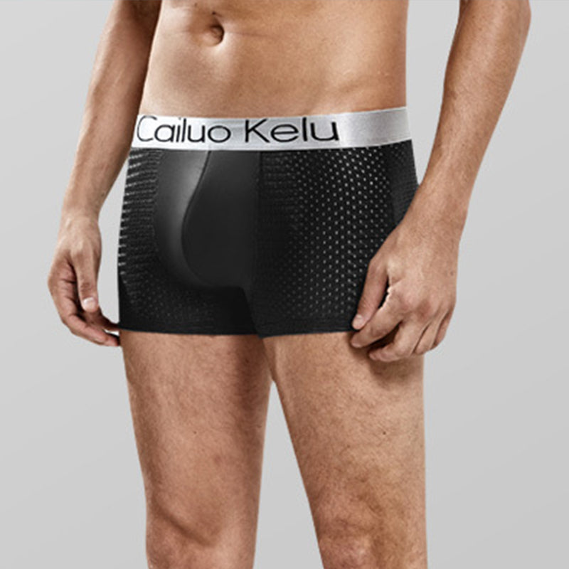 3 Pcs Men's Mesh Breathable Ice Silk Boxer Briefs | dmunderwear detail image 5