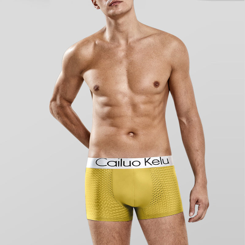 3 Pcs Men's Mesh Breathable Ice Silk Boxer Briefs | dmunderwear detail image 7