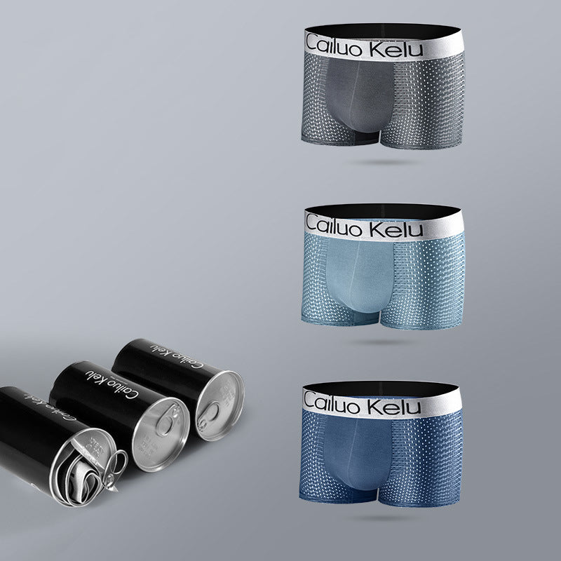 3 Pcs Men's Mesh Breathable Ice Silk Boxer Briefs | dmunderwear detail image 8