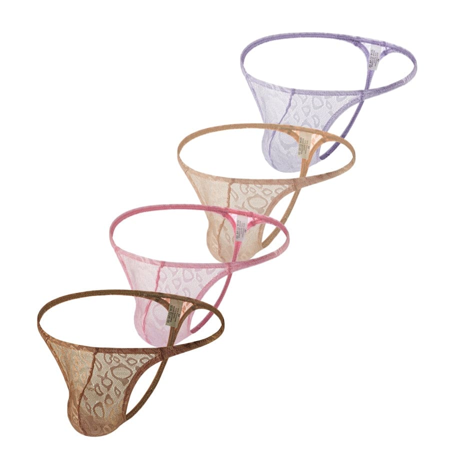 4 Pack Bold Leopard Lace G-String | dmunderwear