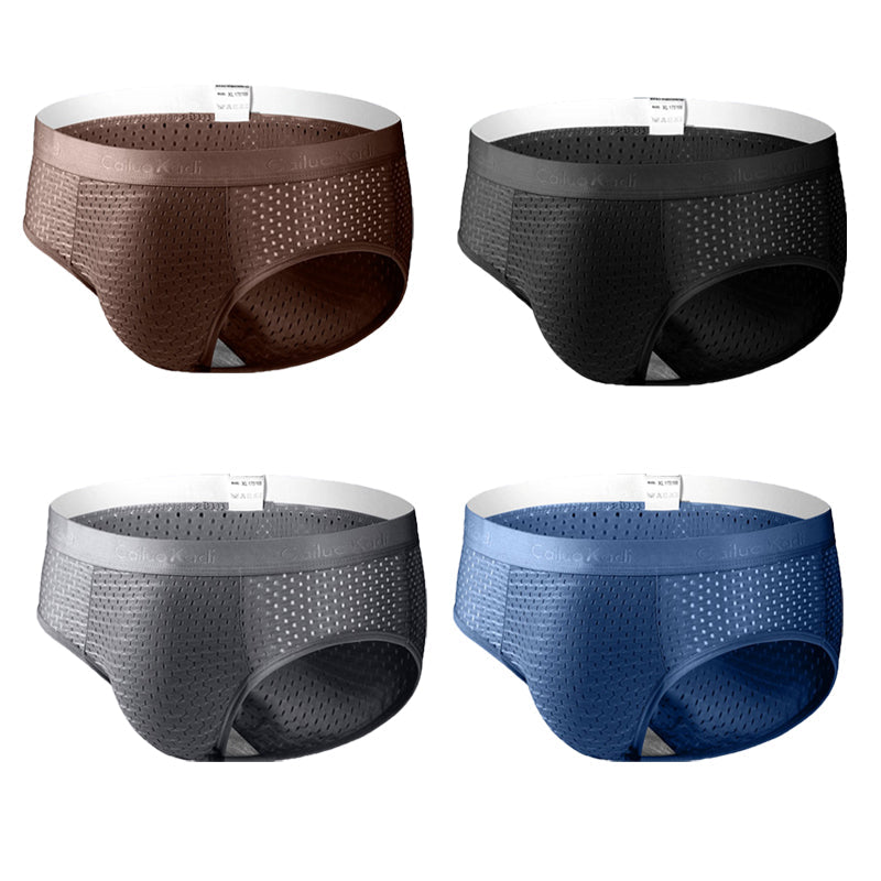 4 Pack Breathable Ice Silk Antibacterial Men's Briefs | dmunderwear detail image 12